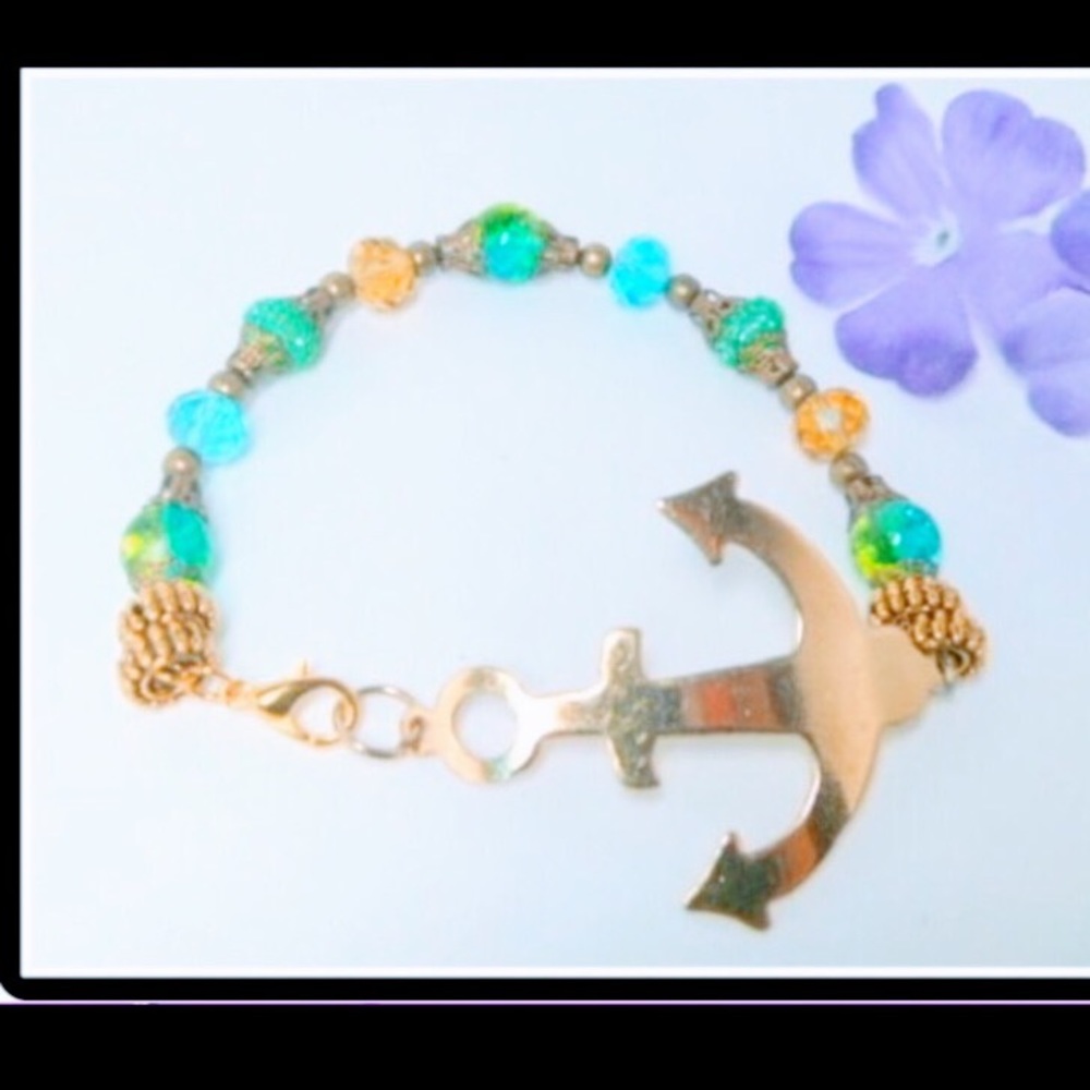 Handmade beaded anchor bracelet